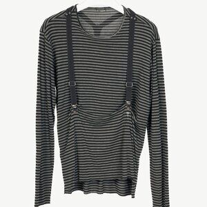 Daniele Alessandrini Grey & Black Striped Jersey Suspender T-Shirt